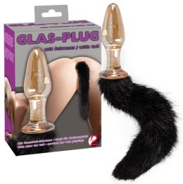 KOREK ANAL SEX SZKLANY+OGON FUTERKO 12 CM ZŁOTY