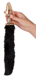 KOREK ANAL SEX SZKLANY+OGON FUTERKO 12 CM ZŁOTY