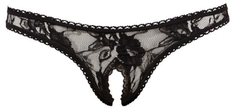 KORONKOWE STRINGI Z OTWARTYM KROCZEM CZARNE XL