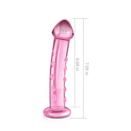 SZKLANE DILDO LOVE TOY ROMANCE PINK, 17,78 CM, BOROKRZEMOWE, RÓŻOWE