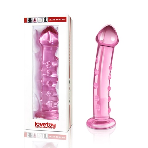 SZKLANE DILDO LOVE TOY ROMANCE PINK, 17,78 CM, BOROKRZEMOWE, RÓŻOWE