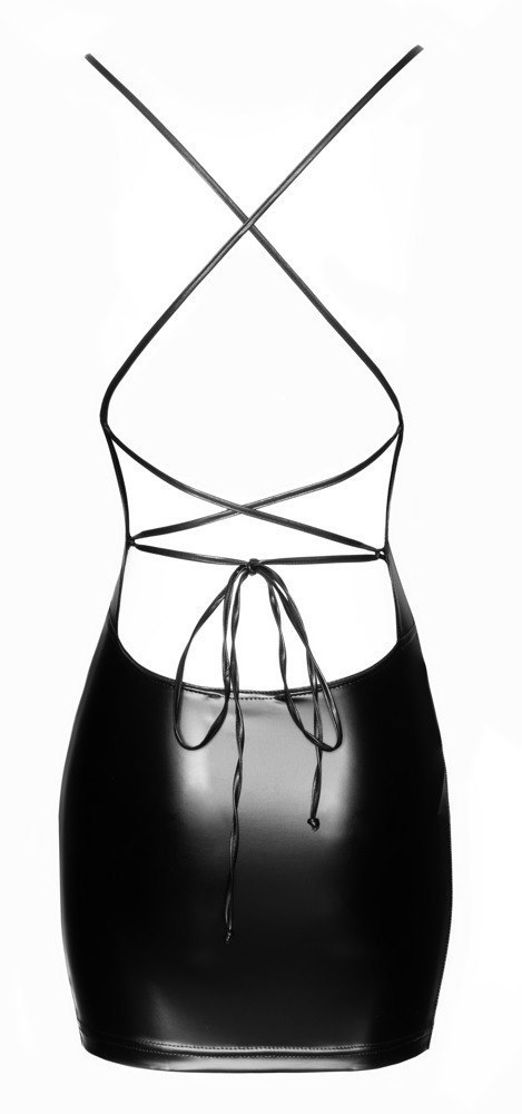 Mini Powerwetlook dress with lace-up back M Noir Handmade