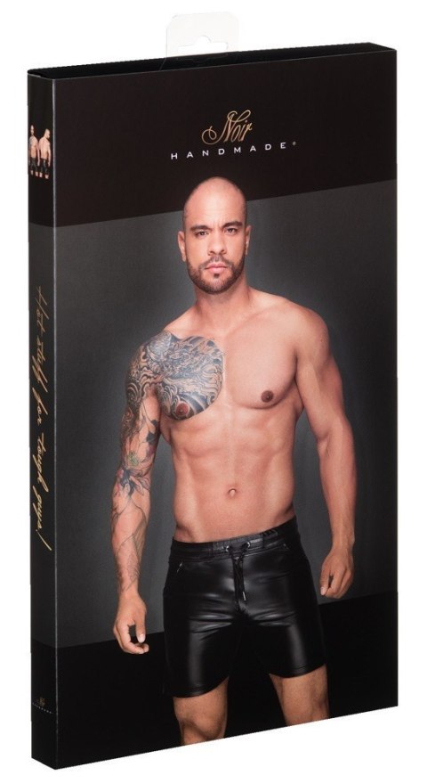 Powerwetlook shorts in comfortable length M Noir Handmade