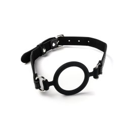 Knebel Silikonowy do Ust Otwarty Czarny