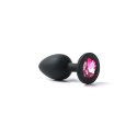 Korek Analny Silikonowy Czarny Rozmiar S Kryształ Ciemno Różowy