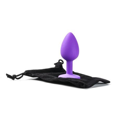 Korek Analny Silikonowy Fioletowy Rozmiar S Kryształ Czerwony