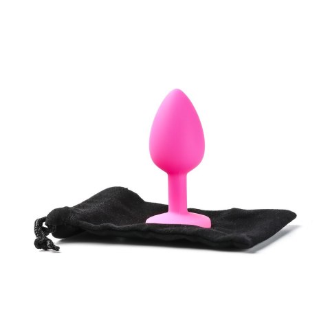 Korek Analny Silikonowy Różowy Rozmiar S Kryształ Jasno Niebieski