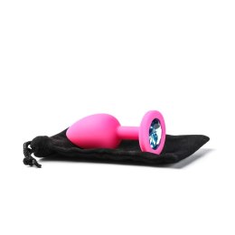 Korek Analny Silikonowy Różowy Rozmiar S Kryształ Jasno Niebieski