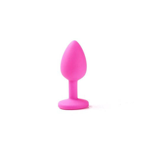 Korek Analny Silikonowy Różowy Rozmiar S Kryształ Jasno Niebieski