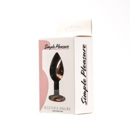 Korek Analny Stalowy Różowe Złoto Rozmiar S Kryształ Biały