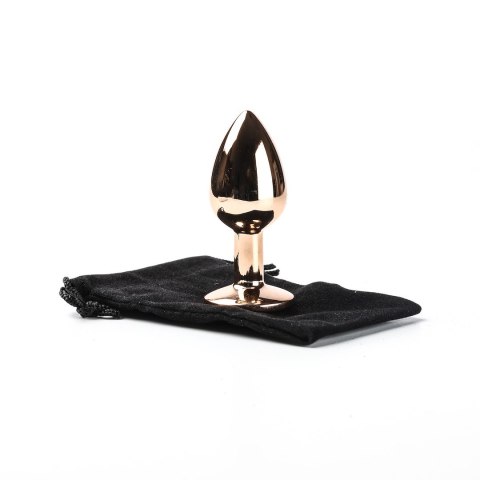 Korek Analny Stalowy Różowe Złoto Rozmiar S Kryształ Biały