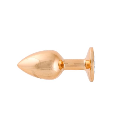 Korek Analny Stalowy Różowe Złoto Rozmiar S Kryształ Biały