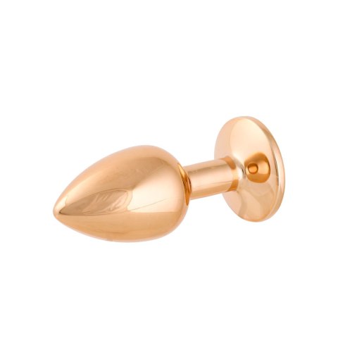 Korek Analny Stalowy Różowe Złoto Rozmiar S Kryształ Ciemno Różowy