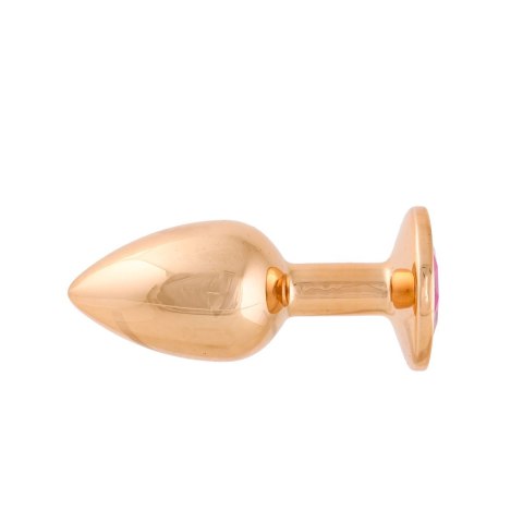 Korek Analny Stalowy Różowe Złoto Rozmiar S Kryształ Ciemno Różowy