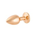 Korek Analny Stalowy Różowe Złoto Rozmiar S Kryształ Ciemno Różowy