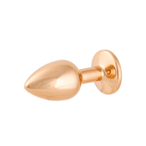 Korek Analny Stalowy Różowe Złoto Rozmiar S Kryształ Ciemno Różowy