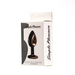 Korek Analny Stalowy Różowe Złoto Rozmiar S Kryształ Czarny