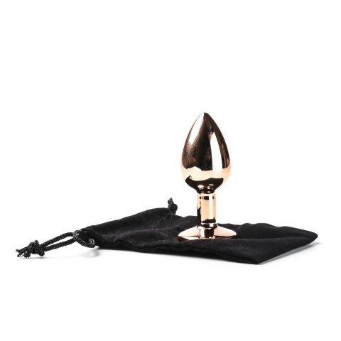 Korek Analny Stalowy Różowe Złoto Rozmiar S Kryształ Czarny