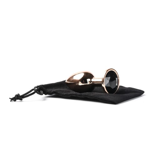 Korek Analny Stalowy Różowe Złoto Rozmiar S Kryształ Czarny