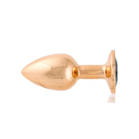 Korek Analny Stalowy Różowe Złoto Rozmiar S Kryształ Czarny