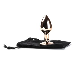 Korek Analny Stalowy Różowe Złoto Rozmiar S Kryształ Czerwony