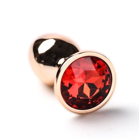 Korek Analny Stalowy Różowe Złoto Rozmiar S Kryształ Czerwony