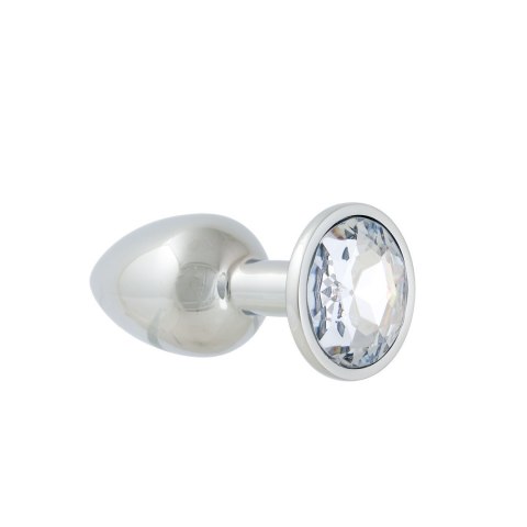 Korek Analny Stalowy Srebrny Rozmiar S Kryształ Biały
