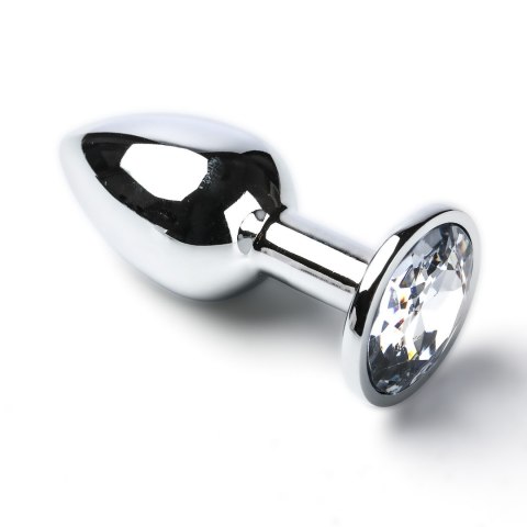 Korek Analny Stalowy Srebrny Rozmiar S Kryształ Biały