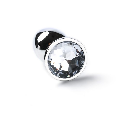 Korek Analny Stalowy Srebrny Rozmiar S Kryształ Biały