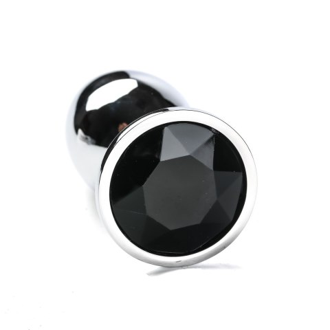 Korek Analny Stalowy Srebrny Rozmiar S Kryształ Czarny