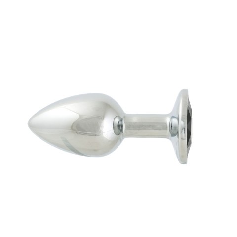 Korek Analny Stalowy Srebrny Rozmiar S Kryształ Czarny