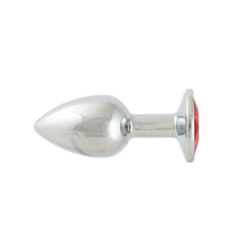 Korek Analny Stalowy Srebrny Rozmiar S Kryształ Czerwony