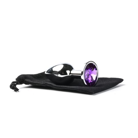 Korek Analny Stalowy Srebrny Rozmiar S Kryształ Jasno Fioletowy