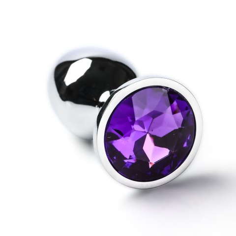Korek Analny Stalowy Srebrny Rozmiar S Kryształ Jasno Fioletowy