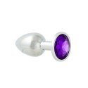 Korek Analny Stalowy Srebrny Rozmiar S Kryształ Jasno Fioletowy