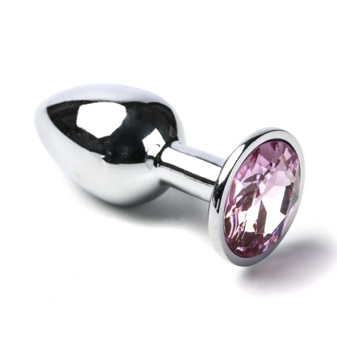 Korek Analny Stalowy Srebrny Rozmiar S Kryształ Jasno Różowy