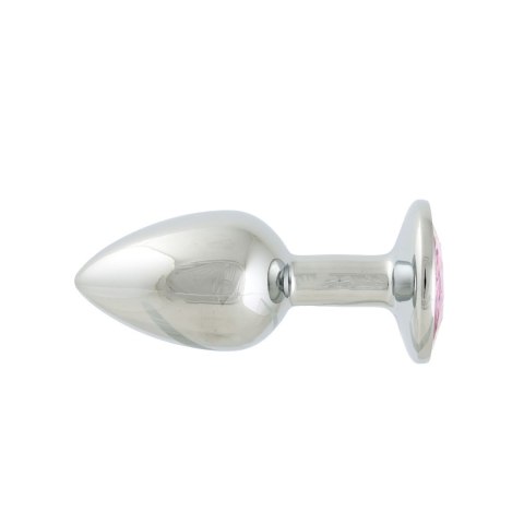 Korek Analny Stalowy Srebrny Rozmiar S Kryształ Jasno Różowy