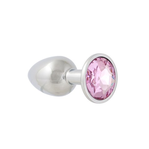 Korek Analny Stalowy Srebrny Rozmiar S Kryształ Jasno Różowy