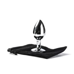 Korek Analny Stalowy Srebrny Rozmiar S Kryształ Zielony