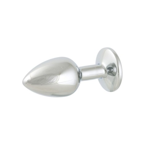 Korek Analny Stalowy Srebrny Rozmiar S Kryształ Zielony