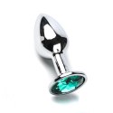 Korek Analny Stalowy Srebrny Rozmiar S Kryształ Zielony