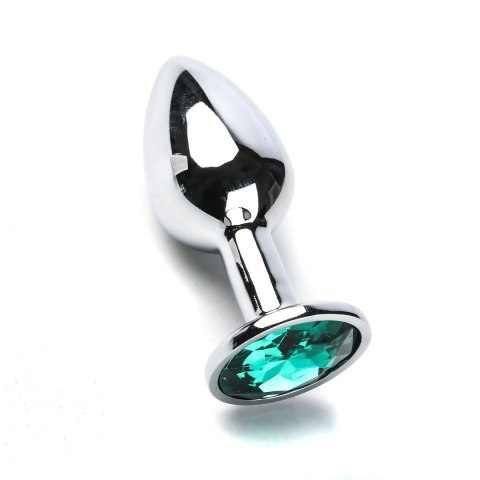 Korek Analny Stalowy Srebrny Rozmiar S Kryształ Zielony