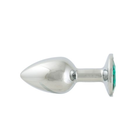 Korek Analny Stalowy Srebrny Rozmiar S Kryształ Zielony