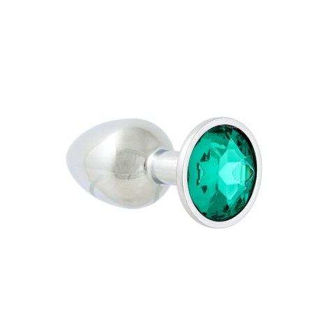 Korek Analny Stalowy Srebrny Rozmiar S Kryształ Zielony