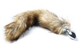 Korek Analny Stalowy Srebrny Rozmiar S Lisi Ogonek Brązowy