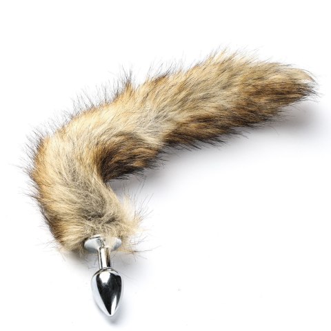 Korek Analny Stalowy Srebrny Rozmiar S Lisi Ogonek Brązowy