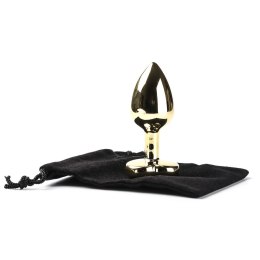 Korek Analny Stalowy Złoty Rozmiar S Kryształ Ciemno Różowe Serce