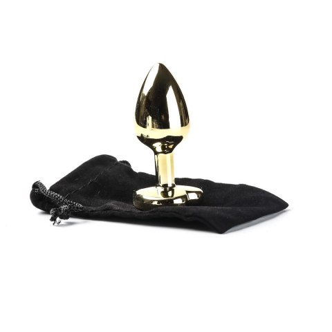 Korek Analny Stalowy Złoty Rozmiar S Kryształ Czarne Serce