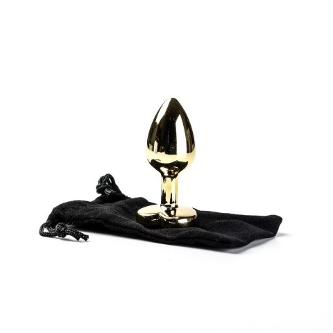 Korek Analny Stalowy Złoty Rozmiar S Kryształ Czerwone Serce