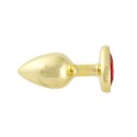 Korek Analny Stalowy Złoty Rozmiar S Kryształ Czerwone Serce